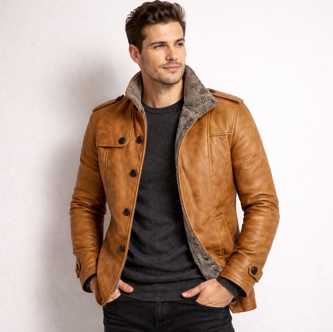 Chaqueta de Cuero Elegante para Hombre