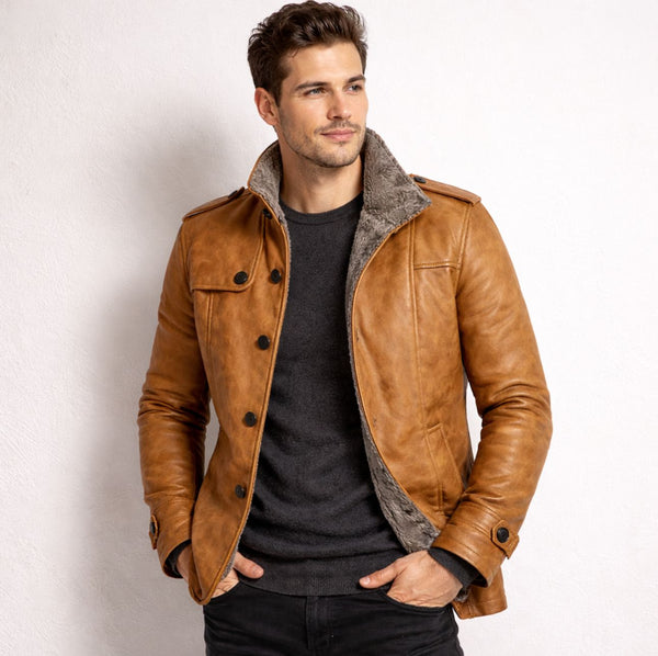 Chaqueta de Cuero Elegante para Hombre